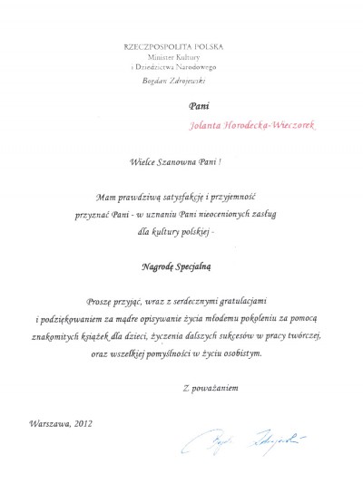 nagroda ministra